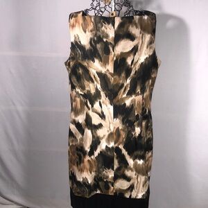 AB Studio Elegant Sleeveless Browns & Blacks Shift Women's Dress Sz 14
